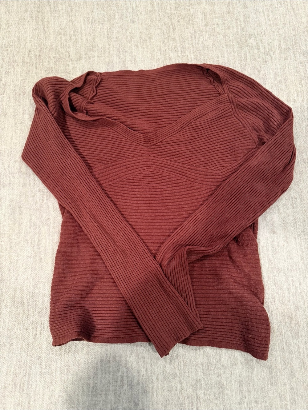 Ribbed Long-Sleeve Sweater in Deep Burgundy